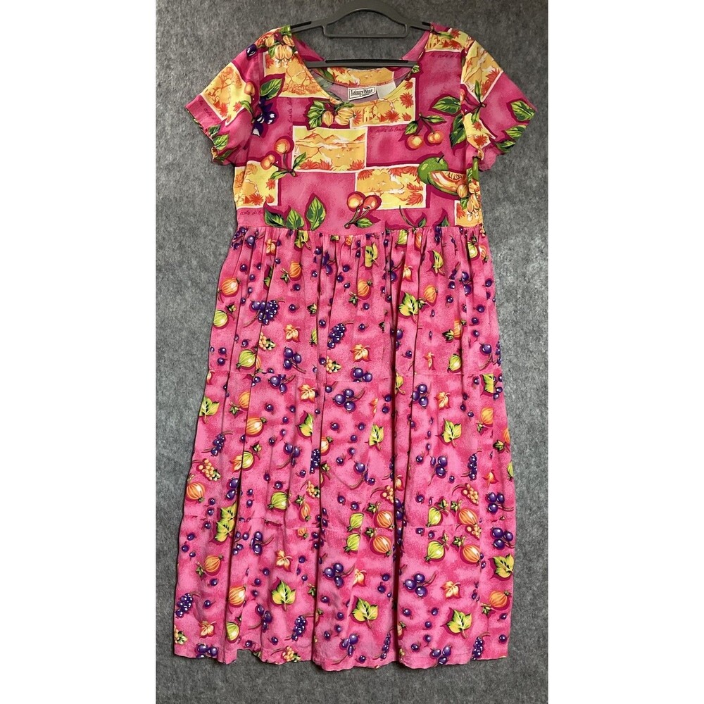 Adonna Dress Womens Medium Pink Floral Tropical Midi Caftan Muumuu House Dress